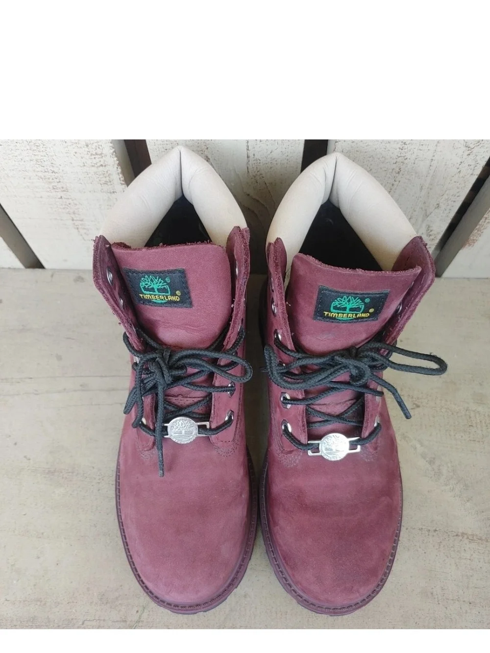 Timberland Combat Boots Girls Size 3 Burgundy Leather Nubuck 6in Waterproof